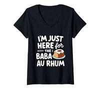 Womens I'm Just Here for The Baba au Rhum Rum Cake French Pastry V-Neck T-Shirt