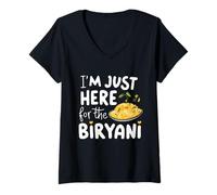 Womens I'm Just Here for The Biryani Spicy Indian Food Rice Dish V-Neck T-Shirt