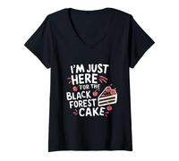 Womens I'm Just Here for The Black Forest Cake German Pastry Chef V-Neck T-Shirt