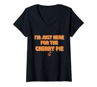 Womens I'm Just Here for The Cherry Pies Funny Thanksgiving V-Neck T-Shirt