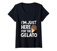 Womens I'm Just Here for The Chocolate Gelato Italian Ice Cream V-Neck T-Shirt