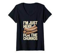Women's I'm Just Here for The Churros Funny Churro Lover V-Neck T-Shirt