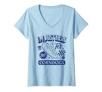 Womens I'm Just Here for The Corn Dogs State Fair Corndog Lover V-Neck T-Shirt
