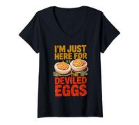 Womens I'm Just Here for The Deviled Eggs Fun V-Neck T-Shirt