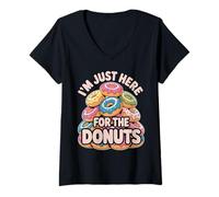 Womens I'm Just Here for The Donuts Fun V-Neck T-Shirt