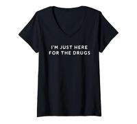 Women's I'm Just Here for The Drugs IV Therapy Humor Chemo Oncology V-Neck T-Shirt