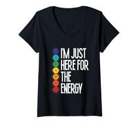 Women's I'm Just Here for The Energy Chakra Yoga Meditation V-Neck T-Shirt