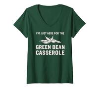 Womens I'm Just Here for The Green Bean Casserole Kitchen Fun V-Neck T-Shirt