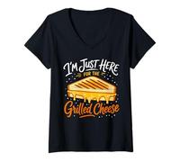 Women's I'm Just Here for The Grilled Cheese Sandwich V-Neck T-Shirt