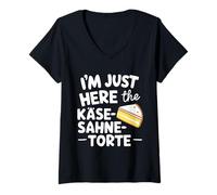 Womens I'm Just Here for The Käse Sahne Torte German Cheesecake V-Neck T-Shirt