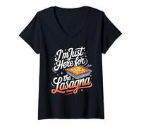 Womens Im Just Here for The Lasagna V-Neck T-Shirt