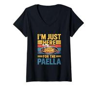 Womens I'm Just Here for The Paella Spanish Food Retro V-Neck T-Shirt
