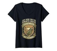 Women's I'm Just Here for the Pimento Cheese Sandwich Golf Humor V-Neck T-Shirt