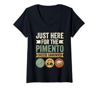 Women's I'm Just Here for the Pimento Cheese Sandwich Golf Humor V-Neck T-Shirt