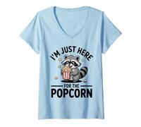 Women's I'm Just Here for The Popcorn Raccoon Trash Panda V-Neck T-Shirt
