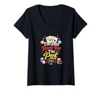 Women's I'm Just Here for The Pot Funny I Play Craps Poker Casino V-Neck T-Shirt