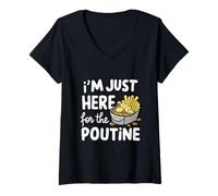 Womens I'm Just Here for The Poutine Canadian Fries Cheese Potatoes V-Neck T-Shirt