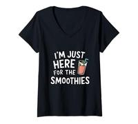 Womens I'm Just Here for The Smoothies - Fresh Fruit Blended Juice V-Neck T-Shirt
