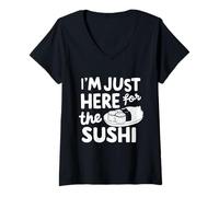 Womens I'm Just Here for The Sushi Raw Fish Roll Sashimi Japanese V-Neck T-Shirt