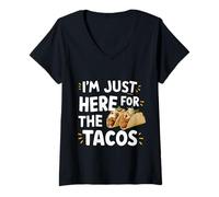 Womens I'm Just Here for The Tacos Funny Mexican Street Food Humor V-Neck T-Shirt