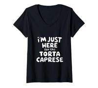 Womens Im Just Here for The Torte Caprese Chocolate Italian Dessert V-Neck T-Shirt