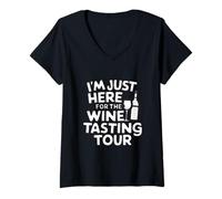 Womens I'm Just Here for The Wine Tasting Vineyard Tour Humor Wine V-Neck T-Shirt