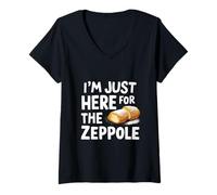 Womens I'm Just Here for The Zeppole Italian Pastry Dessert Dough V-Neck T-Shirt