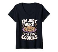 Womens I'm Just Here The Cookies Baker Pastry Chef V-Neck T-Shirt