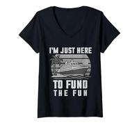 Womens I'm Just Here To Fund The Fun Cruise Summer Vacation funny V-Neck T-Shirt