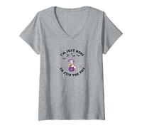 Womens I'm Just Here to Stirring The Pot, Cute Witch, Halloween V-Neck T-Shirt