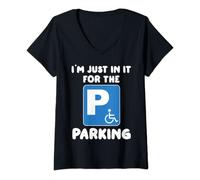 Womens I'm Just In It For The Parking Wheelchair V-Neck T-Shirt