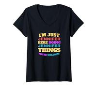 Womens I'm Just Jennifer Doing Jennifer Things You're Welcome V-Neck T-Shirt