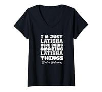 Womens I'm Just Latisha Here Doing Amazing Latisha Things V-Neck T-Shirt