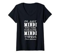 Womens I'm Just Mindi Here Doing Awesome Mindi Things V-Neck T-Shirt