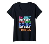 Women's I'm Just Miranda Over Here Doing Miranda Things Miranda V-Neck T-Shirt