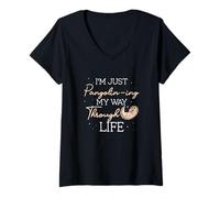 Womens I'm Just Pangolining My Way Through Life for Pangolin Lovers V-Neck T-Shirt