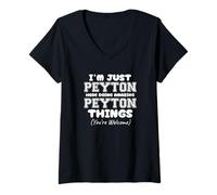 Women's I'm Just Peyton Here Doing Amazing Peyton Things V-Neck T-Shirt