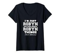Womens I'm Just Robyn Here Doing Amazing Robyn Things V-Neck T-Shirt