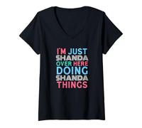 Women's I'm Just Shanda Over Here Doing Shanda Things Name V-Neck T-Shirt