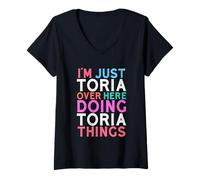 Women's I'm Just Toria Over Here Doing Toria Things Name V-Neck T-Shirt