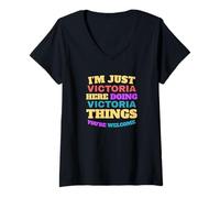 Womens I'm Just Victoria Doing Victoria Things You're Welcome V-Neck T-Shirt