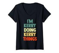 Womens I'M Kerry Doing Kerry Things Fun Personalized Name Kerry V-Neck T-Shirt