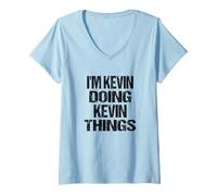 Womens I'm Kevin Doing Kevin Things Vintage Personalized First Name V-Neck T-Shirt