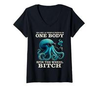 Womens I'm Like 12 People Packed In One Body Spin The Funny Octopus V-Neck T-Shirt
