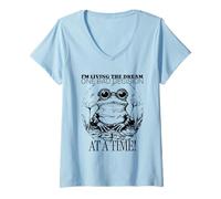 Womens I'm Living The Dream One Bad Decision at A Time (Funny Frog) V-Neck T-Shirt