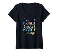 Women's I'm Michelle Doing Michelle Things Personalized First Name V-Neck T-Shirt