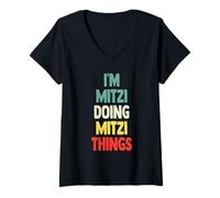 Women's I'm Mitzi Doing Mitzi Things Fun Personalized Name Mitzi V-Neck T-Shirt