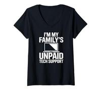 Women's Im My Familys Unpaid Tech Support Computer Nerd V-Neck T-Shirt