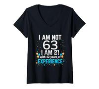 Women's I'm Not 63rd Birthday Funny 63 Years Old Joke Bday Humor V-Neck T-Shirt