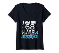 Women's I'm Not 68th Birthday Funny 68 Years Old Joke Bday Humor V-Neck T-Shirt